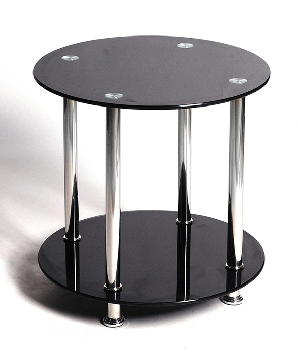 Benton Black Glass Lamp Table